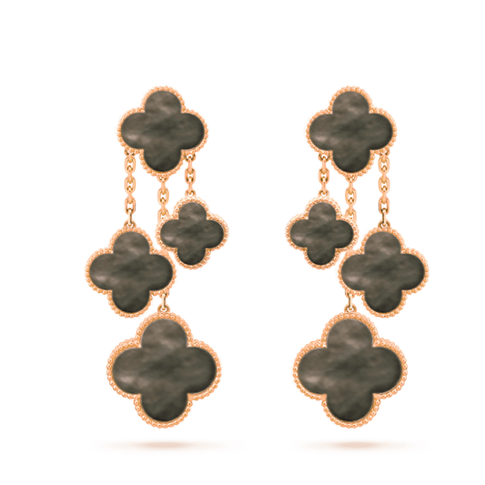 [AURORA]CLOVER EARRINGS DARK MOP 4 MOTIFS ROSE GOLD