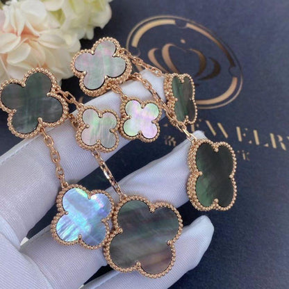 [AURORA]CLOVER EARRINGS DARK MOP 4 MOTIFS ROSE GOLD