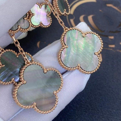 [AURORA]CLOVER EARRINGS DARK MOP 4 MOTIFS ROSE GOLD