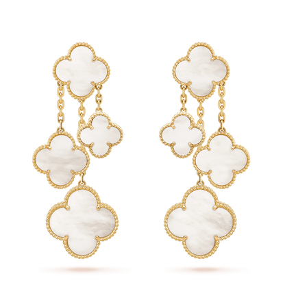 [AURORA]CLOVER EARRINGS WHITE MOP 4 MOTIFS GOLD