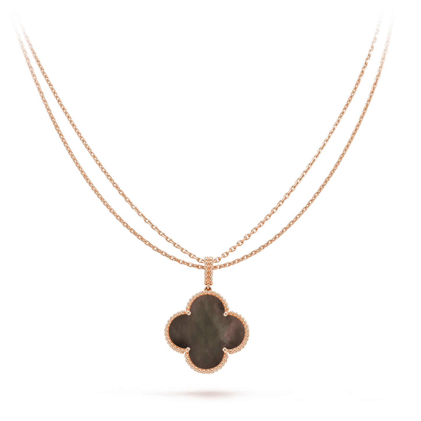 [AURORA]CLOVER 25MM GOLD DARK MOP BIG CLOVER NECKLACE