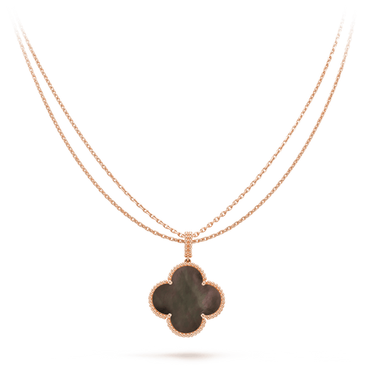 [AURORA]CLOVER 25MM GOLD DARK MOP BIG CLOVER NECKLACE