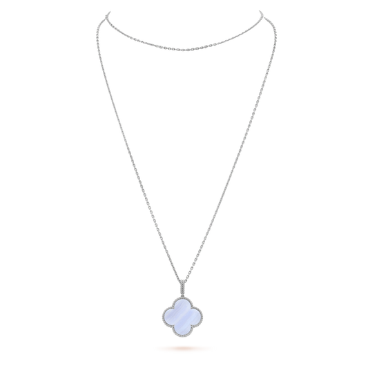 [AURORA]CLOVER SILVER CHALCEDONY BIG CLOVER NECKLACE
