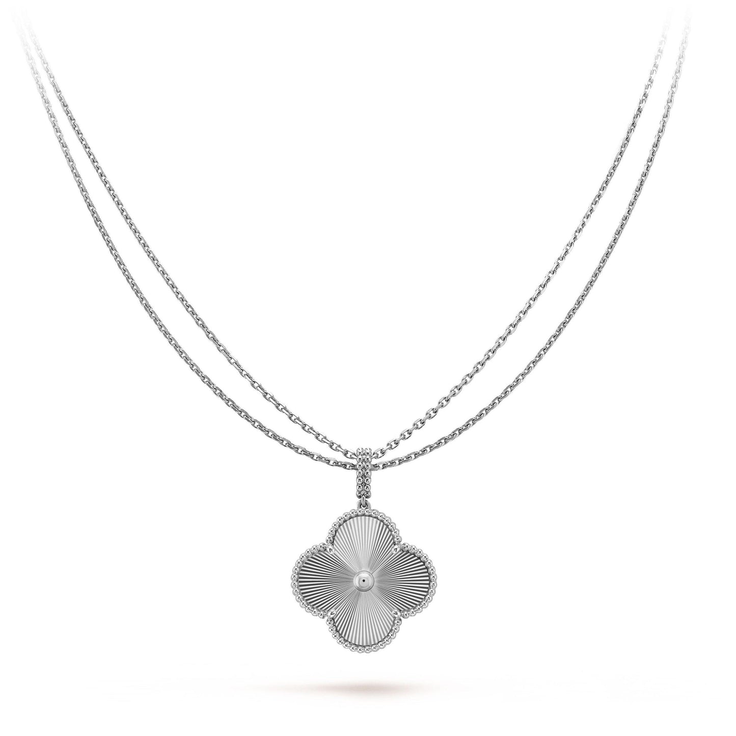 [AURORA]CLOVER 25MM SILVER BIG CLOVER NECKLACE