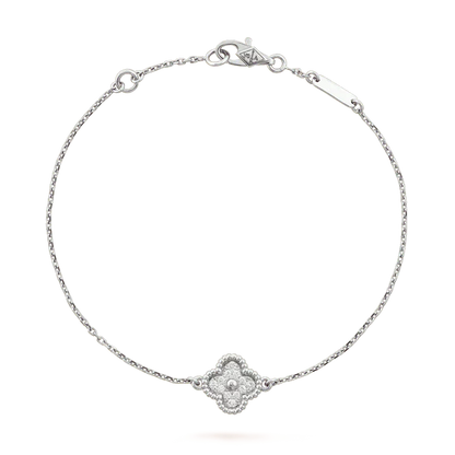 [AURORA]CLOVER  SINGLE FLOWER BRACELET SILVER