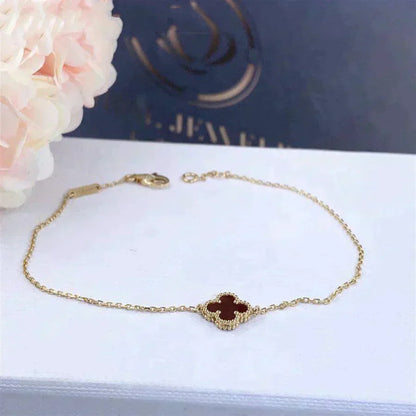 [AURORA]CLOVER  CARNELIAN SINGLE FLOWER BRACELET