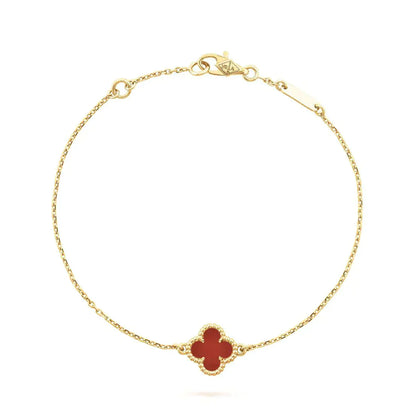 [AURORA]CLOVER  CARNELIAN SINGLE FLOWER BRACELET