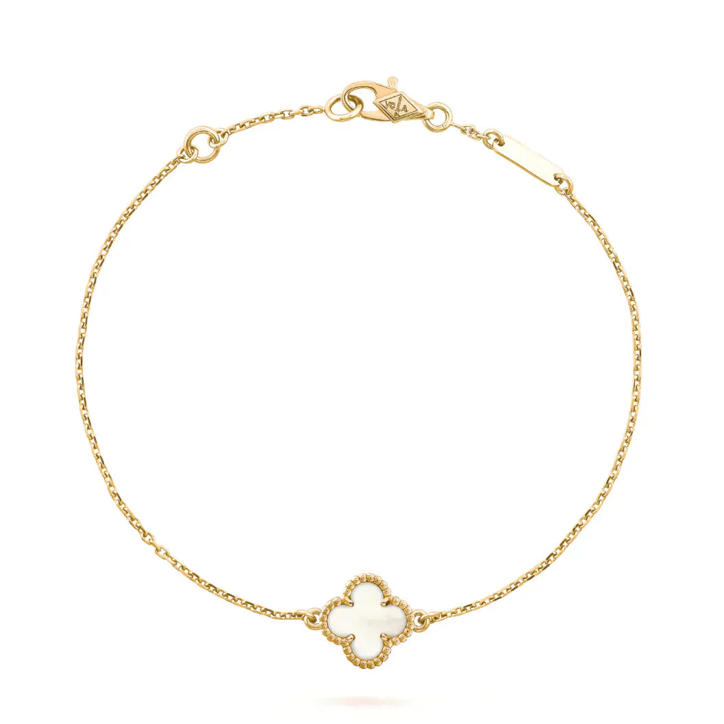 [AURORA]CLOVER WHITE MOP SINGLE FLOWER BRACELET