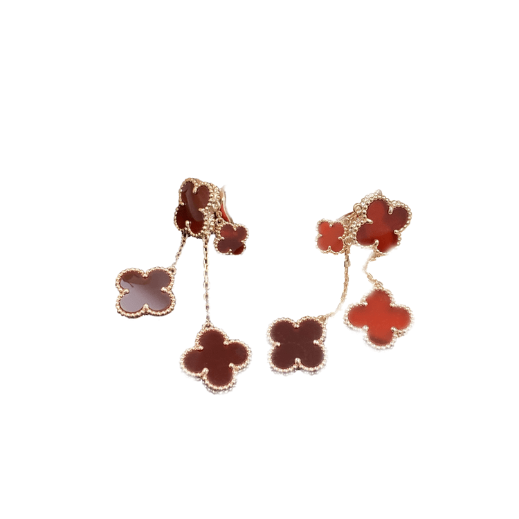 [AURORA]CLOVER EARRINGS CARNELIAN 4 MOTIFS PINK GOLD