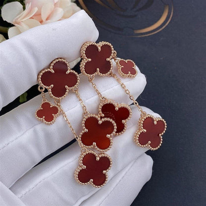 [AURORA]CLOVER EARRINGS CARNELIAN 4 MOTIFS PINK GOLD