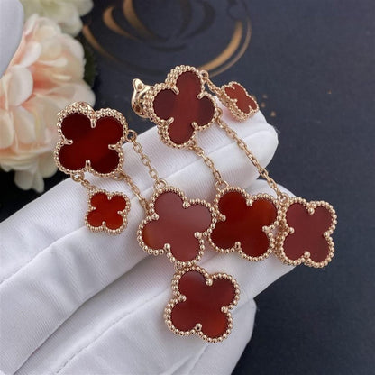 [AURORA]CLOVER EARRINGS CARNELIAN 4 MOTIFS PINK GOLD
