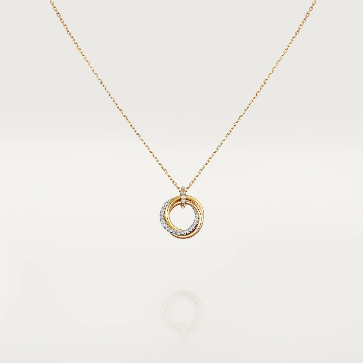 [AURORA]TRINITY NECKLACE SILVER GOLD PINK GOLD DIAMONDS