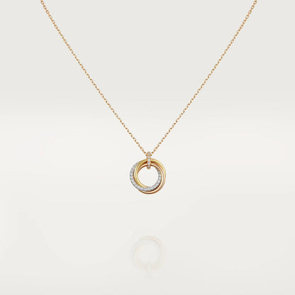 [AURORA]TRINITY NECKLACE SILVER GOLD PINK GOLD DIAMONDS