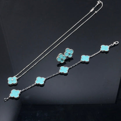 [AURORA]CLOVER 1 DIAMOND BLUE SKY SILVER EARRINGS