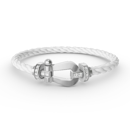 [AURORA]FORCE LARGE HORSESHOE HALF DIAMOND BRACELET SILVER