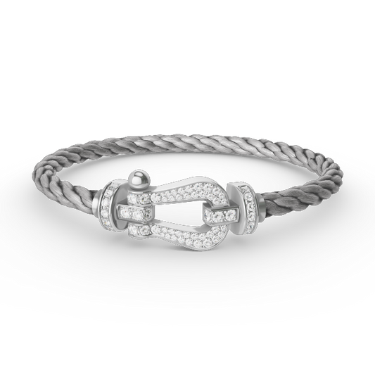 [AURORA]FORCE LARGE HORSESHOE FULL DIAMOND BRACELET SILVER