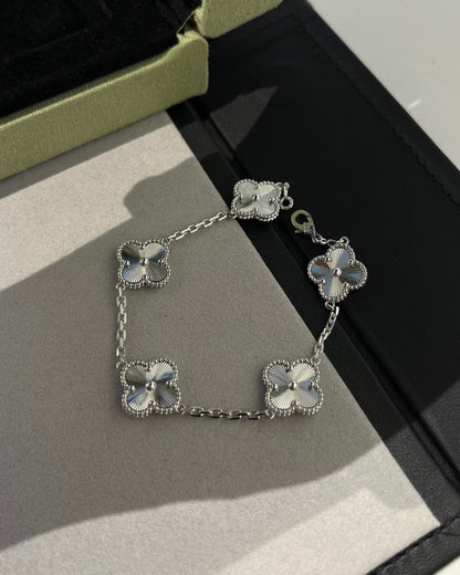[AURORA]CLOVER SILVER 5 MOTIFS BRACELET